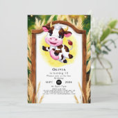 かわいい水彩牛誕生日 招待状 (スタンド正面)