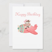 かわいい水彩牛&飛行機お洒落誕生日 シーズンカード (正面)