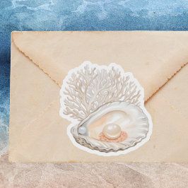 かわいい水彩牡蠣の真珠ガーリー類 シール