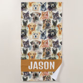 かわいい水彩犬と猫|過去記事 ビーチタオル (正面)