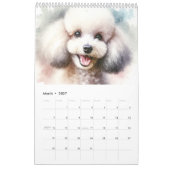 かわいい水彩犬のポートレート（12か月） カレンダー (3月 2027)