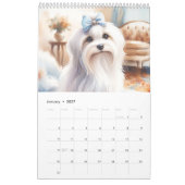かわいい水彩犬のポートレート（12か月） カレンダー (1月 2027)
