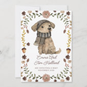 かわいい水彩犬の妊娠 案内状 (正面)