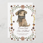 かわいい水彩犬の妊娠 案内状 (正面/裏面)