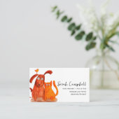 かわいい水彩犬の歩くペット座る 名刺 (スタンド正面)