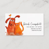 かわいい水彩犬の歩くペット座る 名刺 (正面)