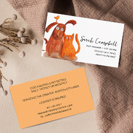 かわいい水彩犬の歩くペット座る 名刺