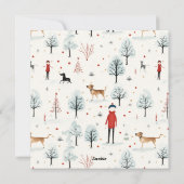 かわいい水彩犬の毛皮と明るいクリスマス シーズンカード (裏面)