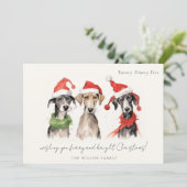 かわいい水彩犬の毛皮と明るいクリスマス シーズンカード (スタンド正面)