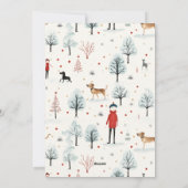 かわいい水彩犬の毛皮と明るいクリスマス シーズンカード (裏面)