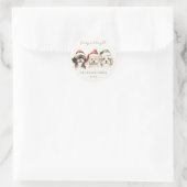 かわいい水彩犬の毛皮と明るいクリスマス ラウンドシール (バッグ)