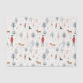 かわいい水彩犬の毛皮と明るいクリスマス 薄葉紙 (正面)