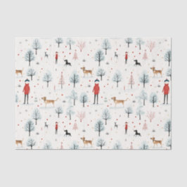 かわいい水彩犬の毛皮と明るいクリスマス 薄葉紙