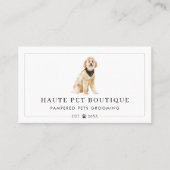 かわいい水彩犬ペットケアグルーミング&サロン 名刺 (正面)