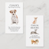 かわいい水彩犬ペットシッタードッグウォーカー 名刺 (正面/裏面)