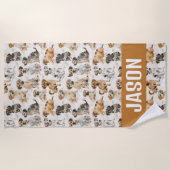 かわいい水彩犬 ビーチタオル (正面)