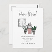 かわいい水彩猫おもしろい引っ越しましたニューホーム ポストカード (正面/裏面)