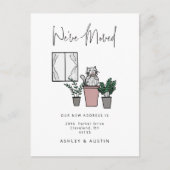 かわいい水彩猫おもしろい引っ越しましたニューホーム ポストカード (正面)