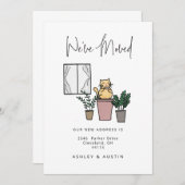 かわいい水彩猫おもしろい引っ越しましたニューホーム 案内状 (正面/裏面)