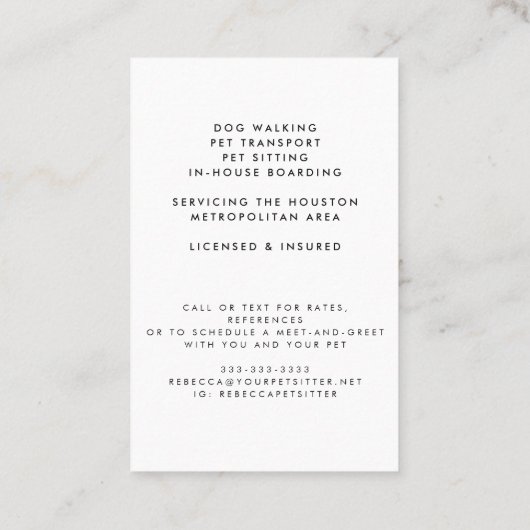 かわいい水彩猫たちペットシッタードッグウォーカー 名刺 (裏面)