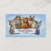 かわいい水彩猫たち|キャットシッター 名刺 (正面)