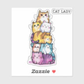 かわいい水彩猫たち、キャットレディ、ミニマリスト、カスタム シール (シート)