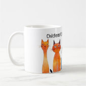 かわいい水彩猫と子どものいないキャットレディforカマラ コーヒーマグカップ (左)