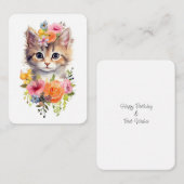 かわいい水彩猫と花 ノートカード (正面/裏面)