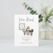 かわいい水彩猫のおもしろい引っ越しましたニューホームアノウ ポストカード (スタンド正面)