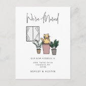 かわいい水彩猫のおもしろい引っ越しましたニューホームアノウ ポストカード (正面)