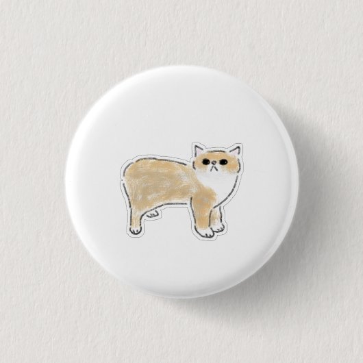 かわいい水彩猫のイラスト 缶バッジ (正面)