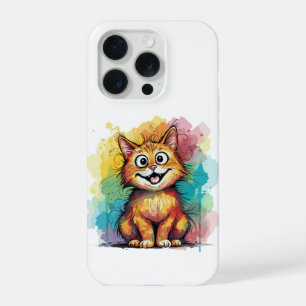 かわいい水彩猫のスマホケース iPhone 15 PROケース