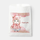 かわいい水彩猫の冬のコートありがとう フェイバーバッグ (正面)