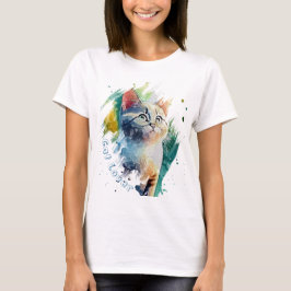 かわいい水彩猫の肖像Tシャツ Tシャツ