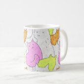 かわいい水彩猫の落書き模様 コーヒーマグカップ (正面右)