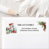 かわいい水彩猫クリスマス差出人住所ラベル ラベル (インサイチュ)