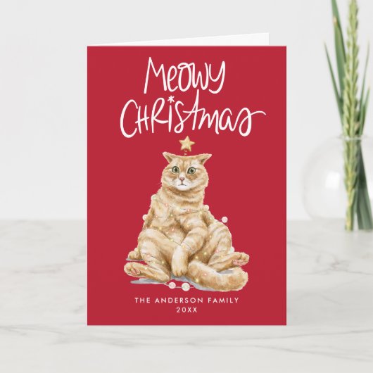 かわいい水彩猫ミオウィクリスマスノンフォト シーズンカード (正面)