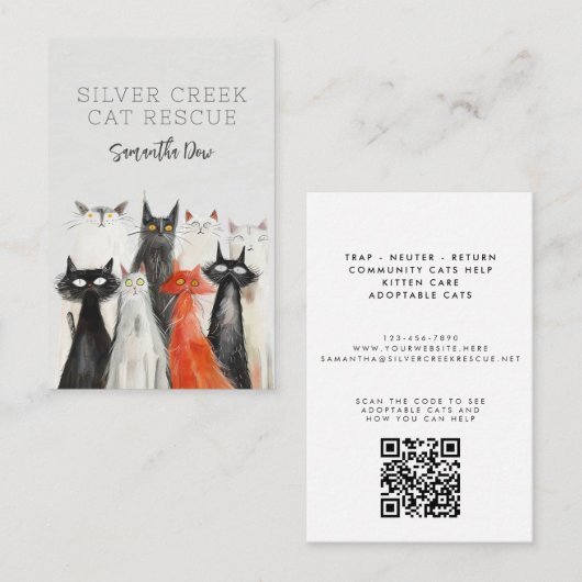 かわいい水彩猫レスキューペットシッター気に動物 名刺 (正面/裏面)