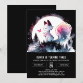 かわいい水彩猫誕生日 招待状 (正面/裏面)