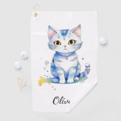 かわいい水彩猫(子猫)デザイン ゴルフタオル (インサイチュ)