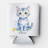 かわいい水彩猫（子猫）デザイン 缶クーラー (正面)