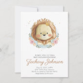 かわいい水彩獅子の赤ちゃんシャワー 招待状 (正面)