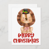かわいい水彩獅子クリスマスカード シーズンカード (正面/裏面)