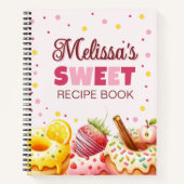 かわいい水彩甘いドーナツ名入りレシピ ノートブック (正面)