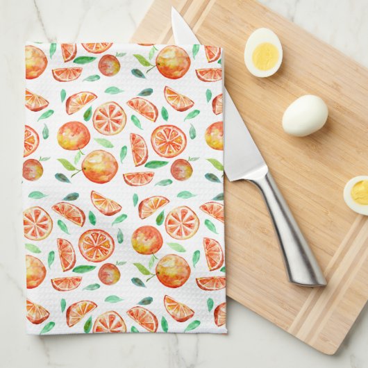 かわいい水彩甘い柑橘類の果実 キッチンタオル (四つ折り)