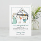 かわいい水彩男の赤ちゃん妊娠 案内状 (スタンド正面)