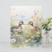かわいい水彩画のあひるのくちばしとくちばしブランク カード (スタンド正面)