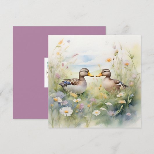 かわいい水彩画のあひるのくちばしとくちばしブランク カード (正面/裏面)