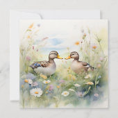 かわいい水彩画のあひるのくちばしとくちばしブランク カード (正面)