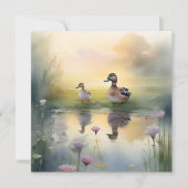 かわいい水彩画のうさぎの反射イメージがプリントされたグリーティングカード(無地) シーズンカード (正面)